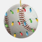 Baseball met feestversiering keramisch ornament (Achterkant)