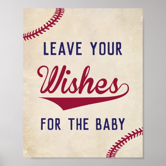 Baseball Met groot Baby shower wenst Baby Poster (Voorkant)