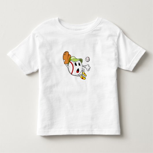 Baseball met honkbalhandschoen en Pet Kinder Shirts (Voorkant)