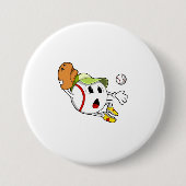 Baseball met honkbalhandschoen en Pet Ronde Button 7,6 Cm (Voorkant)