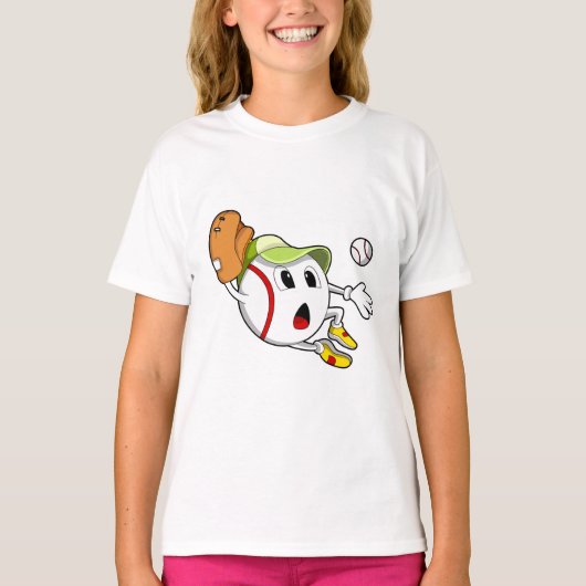 Baseball met honkbalhandschoen en Pet T-shirt (Voorkant)