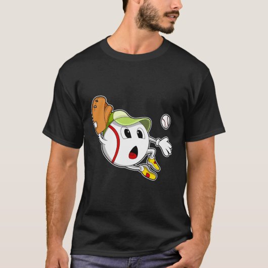 Baseball met honkbalhandschoen en Pet T-shirt (Voorkant)
