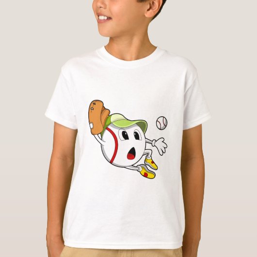 Baseball met honkbalhandschoen en Pet T-shirt (Voorkant)