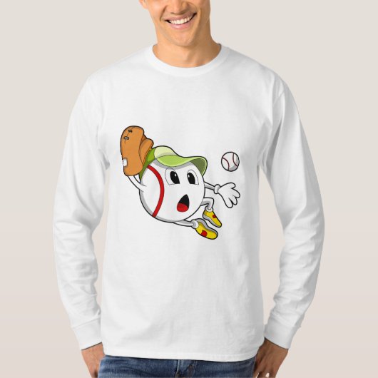 Baseball met honkbalhandschoen en Pet T-shirt (Voorkant)