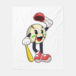 Baseball met honkbalknuppel fleece deken