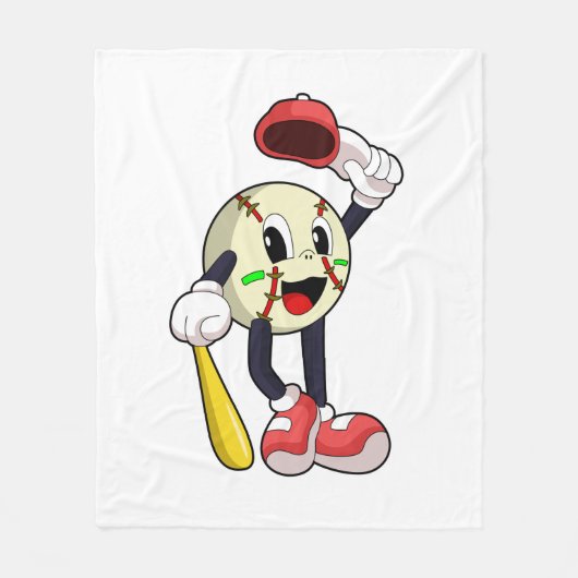 Baseball met honkbalknuppel fleece deken (Voorkant)