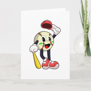 Baseball met honkbalknuppel kaart