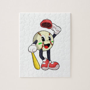 Baseball met honkbalknuppel legpuzzel