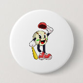 Baseball met honkbalknuppel ronde button 7,6 cm (Voorkant)