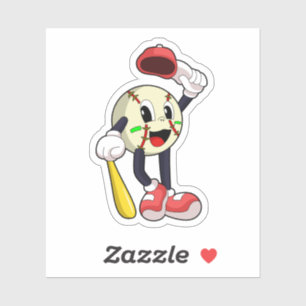 Baseball met honkbalknuppel sticker