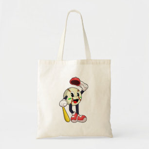 Baseball met honkbalknuppel tote bag