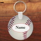 Baseball met jouw naam erop sleutelhanger (Voorkant)