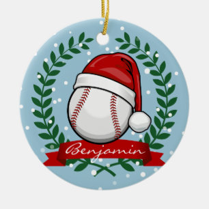 Baseball met kerstkerstkerstkerstkerstkersttasje keramisch ornament
