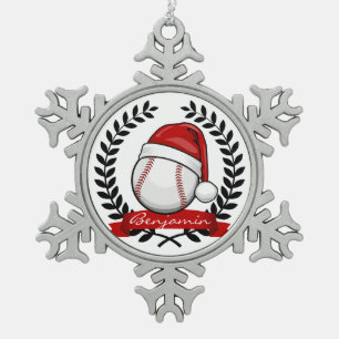 Baseball met kerstkerstkerstkerstkerstkersttasje tin sneeuwvlok ornament