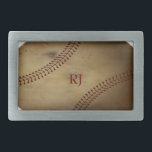 Baseball met Monogram Gesp<br><div class="desc">Een grote oude honkbal van tijd tot tijd met ruimte voor een naam of een aangepast monogram</div>