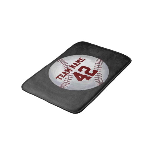 Baseball met naam en nummer badmat (Gekanteld)