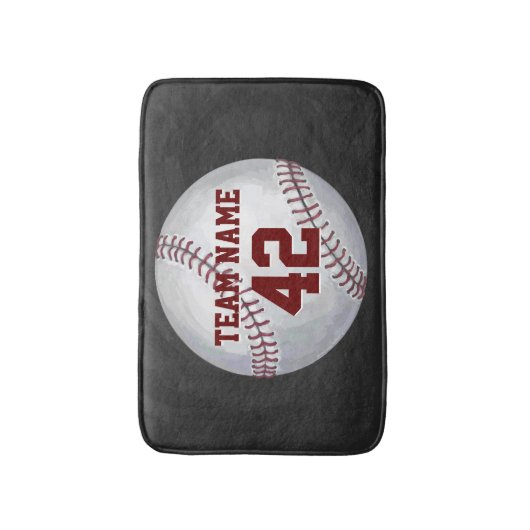 Baseball met naam en nummer badmat (Voorkant Verticaal)