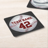 Baseball met naam en nummer kartonnen onderzetters (Schuin)