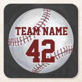 Baseball met naam en nummer kartonnen onderzetters