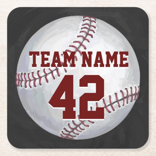Baseball met naam en nummer kartonnen onderzetters (Voorkant)