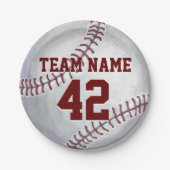 Baseball met naam en nummer papieren bordje (Voorkant)