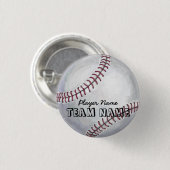 Baseball met naam en nummer ronde button 3,2 cm (Voorkant /achterkant)