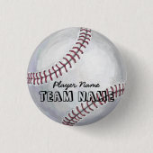 Baseball met naam en nummer ronde button 3,2 cm (Voorkant)