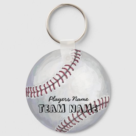 Baseball met naam en nummer sleutelhanger (Voorkant)