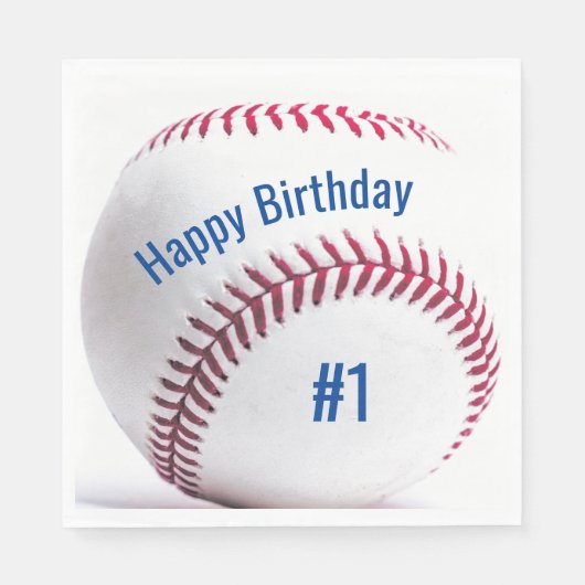 Baseball met naam en ouderdom van de Birthday Part Servet (Voorkant)
