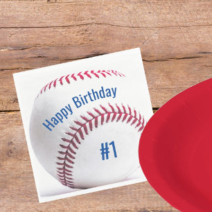 Baseball met naam en ouderdom van de Birthday Part Servet