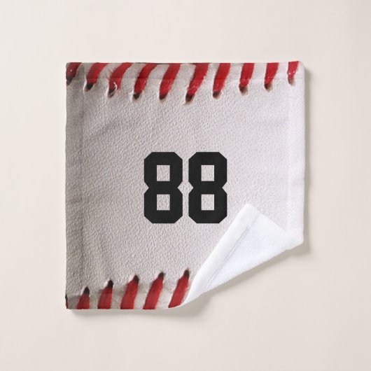 Baseball met nummer bad handdoek (Wasdoekje)