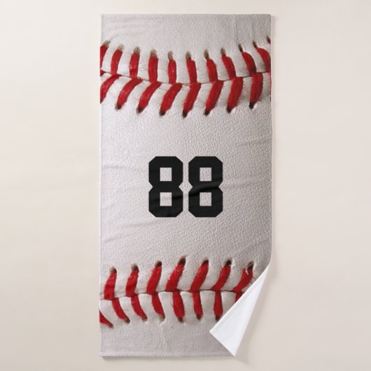 Baseball met nummer badhanddoek (Badhanddoek)