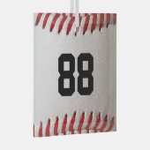 Baseball met  nummer glas ornament (Voorkant Rechts)