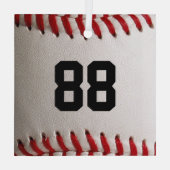 Baseball met  nummer glas ornament (Achterkant)