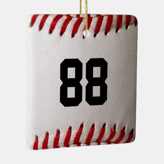 Baseball met nummer keramisch ornament (Rechts)