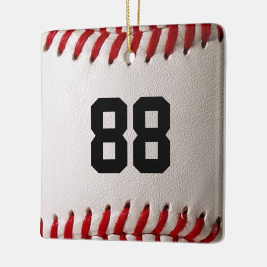 Baseball met nummer keramisch ornament (Links)
