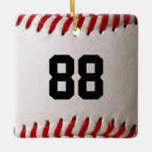 Baseball met nummer keramisch ornament (Voorkant)