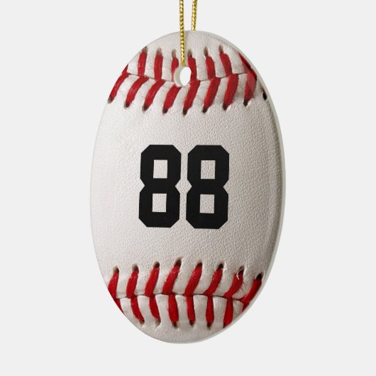 Baseball met nummer keramisch ornament (Links)