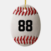 Baseball met  nummer keramisch ornament (Voorkant)