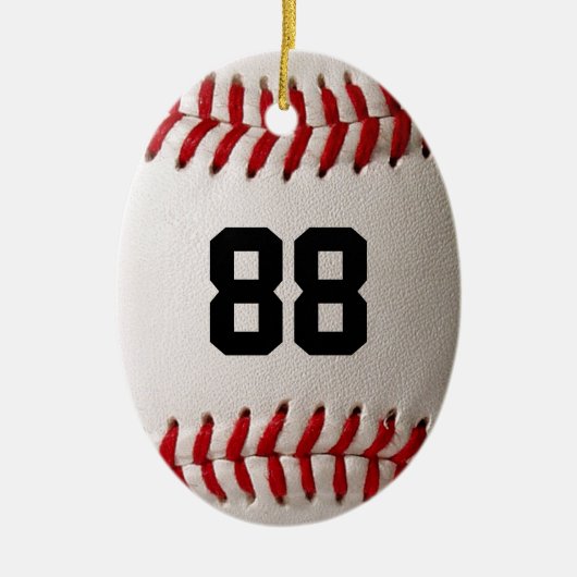 Baseball met  nummer keramisch ornament (Voorkant)