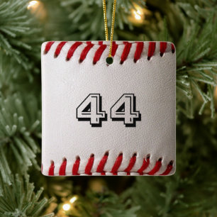 Baseball met  nummer keramisch ornament
