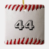 Baseball met  nummer keramisch ornament (Voorkant)