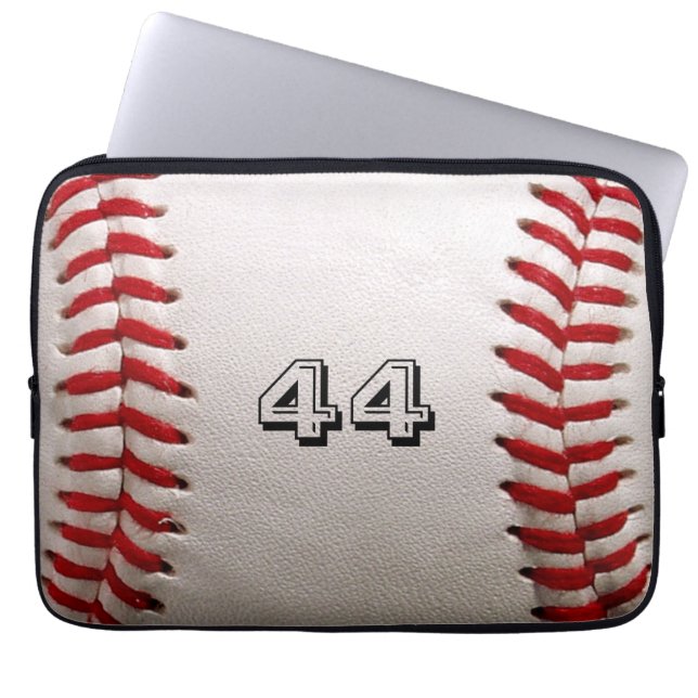 Baseball met  nummer laptop sleeve (Voorkant)