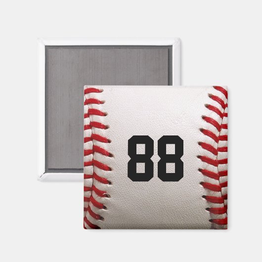 Baseball met  nummer magneet (Voorkant / Achterkant)