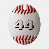 Baseball met  nummer metalen ornament (Voorkant)