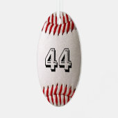 Baseball met  nummer metalen ornament (Voorkant links)