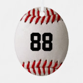 Baseball met  nummer metalen ornament (Voorkant)
