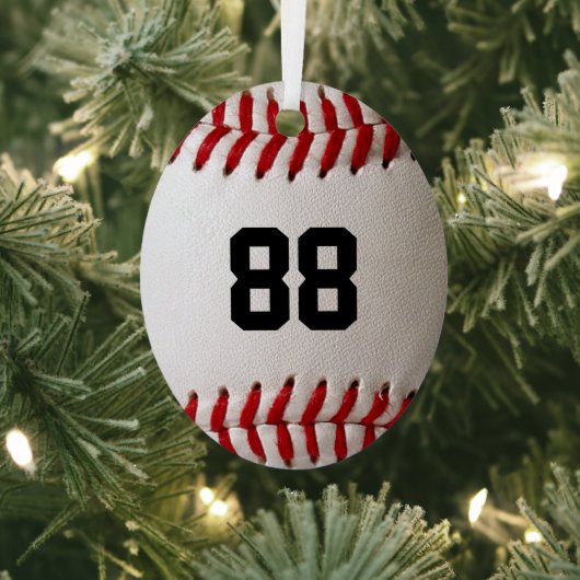 Baseball met  nummer metalen ornament (Insitu)