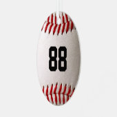 Baseball met  nummer metalen ornament (Voorkant links)