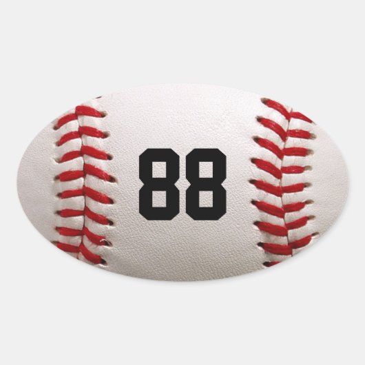 Baseball met nummer ovale sticker (Voorkant)
